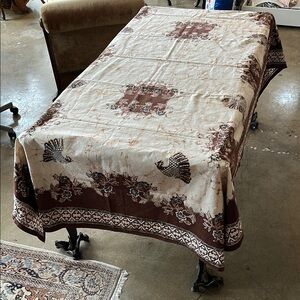 Elegant Brown and Cream Tablecloth